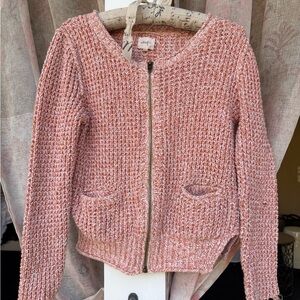 Wilfred Textured Pink Zip Up Cardigan
